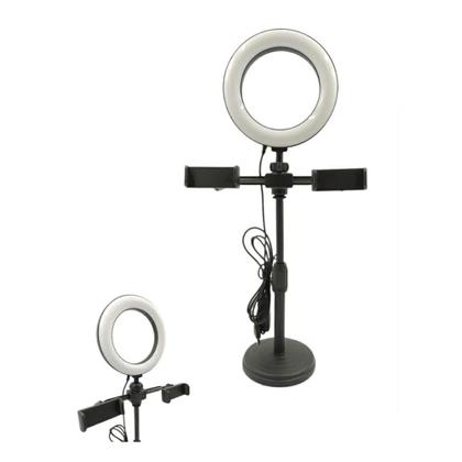 Imagem de Ring Light de Mesa Portátil Regulável Com Suporte para 2 Celulares WS-868