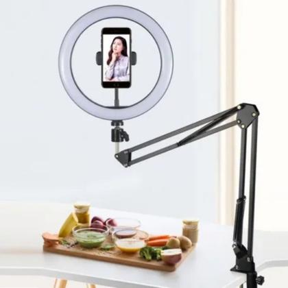 Imagem de Ring Light de Mesa Suporte articulado flexível Iluminador Luz Led Vídeo Foto Blogueira Live Streamer