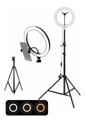 Imagem de Ring Light Iluminador 10 Polegadas Anel 26Cm com tripé de 2.10mts e Suporte de Celular