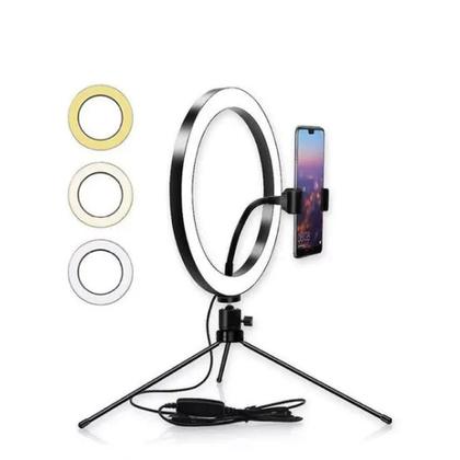 Imagem de Ring Light Iluminador 8 polegadas com Tripé De Mesa Luz Led