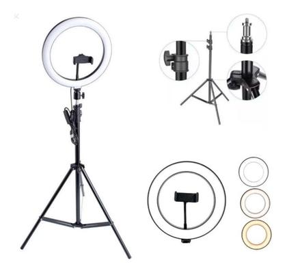 Imagem de Ring Light Iluminador Anel Luz 30cm 12 Polegadas Tripé 2,1m
