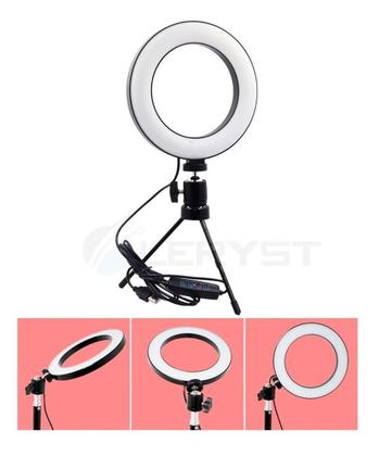 Imagem de Ring Light Iluminador De Led C/ Tripe Usb 16cm Videos E Foto 6 polegadas