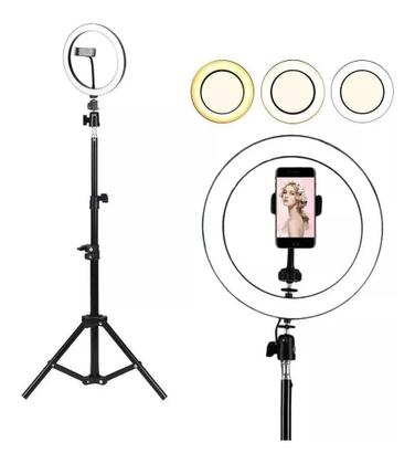 Imagem de Ring light iluminador live video foto 26cm 10" tripé 1,5m