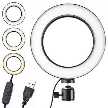 Imagem de Ring Light Iluminador Luz Led 26CM Profissional Com Tripé Para Maquiagem Foto