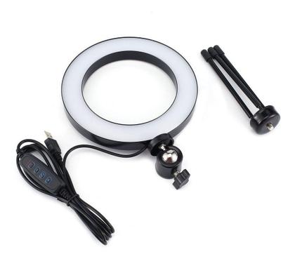 Imagem de Ring Light Iluminador Profissional Luz Led Flash 16cm 10 Polegadas Selfie Makeup Foto Vídeo Youtuber 3 Cores Tripé Mesa