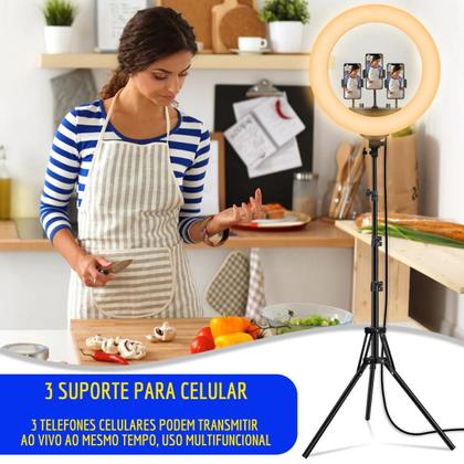 Imagem de Ring Light Iluminador Profissional Tripé 18 Polegadas 46cm