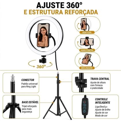 Imagem de Ring Light LED 12 Polegadas Completo Com Tripé e Controle USB