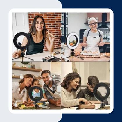 Imagem de Ring Light Led De Mesa Com Usb E Apoio Para Celular