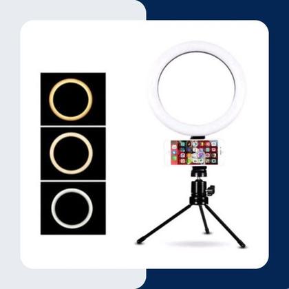 Imagem de Ring Light Led De Mesa Com Usb E Apoio Para Celular