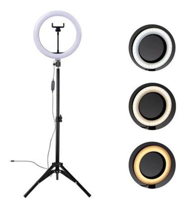 Imagem de Ring Light Led Iluminador 26cm Completo 2,1m Tripé 210cm