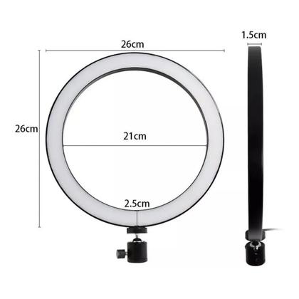 Imagem de Ring Light Led Iluminador Portátil 26cm + Tripé 2m t