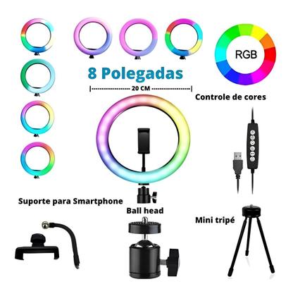 Imagem de Ring Light Led Iluminador Selfie Câmera Celular Luz Tripé