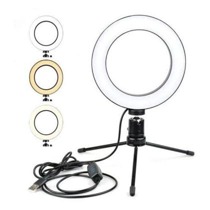 Imagem de Ring Light Led Mesa Iluminador Pequena Tripé 6 Polegada 16Cm