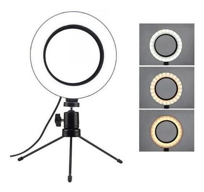 Imagem de Ring Light Led Mesa Iluminador Pequena Tripé 6 Polegada 16Cm
