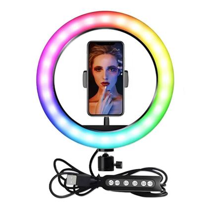 Imagem de Ring Light Led Rgb Iluminador 33Cm Suporte Celular - Mj33