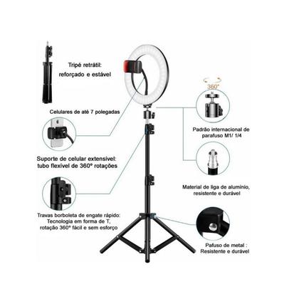 Imagem de Ring Light Luz Rgb Colorida 26Cm 10 Polegadas + Tripé 2.10M