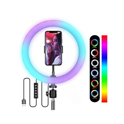 Imagem de Ring Light Luz Rgb Colorida 26Cm 10 Polegadas + Tripé 2.10M