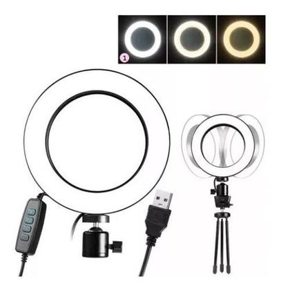 Imagem de Ring Light Mesa 16cm +tripé Iluminador Youtuber Maquiagem 6p