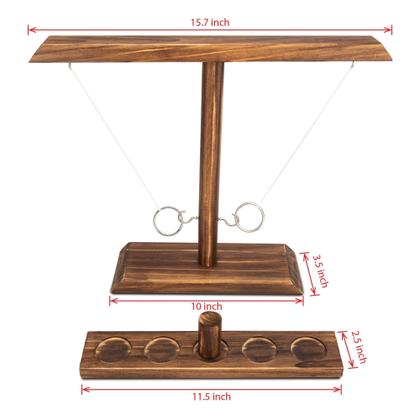 Imagem de Ring Toss Game DreamToyz para adultos ao ar livre, interior, marrom