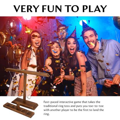 Imagem de Ring Toss Game DreamToyz para adultos ao ar livre, interior, marrom