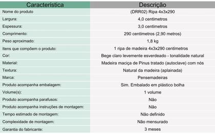 Imagem de Ripa lixada de madeira Pinus tratado com nós 4x3x290 centímetros
