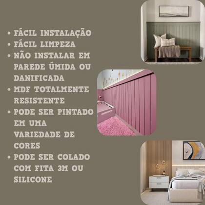 Imagem de Ripa Mdf 3mm Kit 40 Un Cru Madeira Quarto Decoraçao 10x90cm