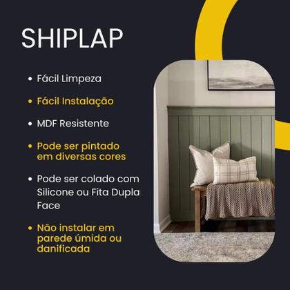 Imagem de Ripas Shiplap Kit Com 20 Und Mdf Cru Para Decorações 90x10