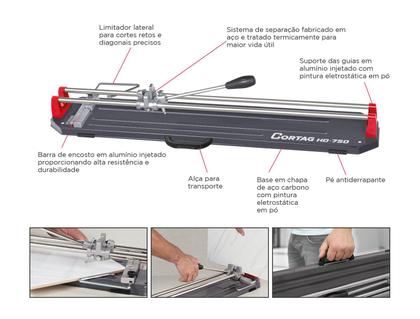 Imagem de Riscadeira Cortador Manual Pisos Azulejos Porcelanato 70cm Profissional Cortag HD750