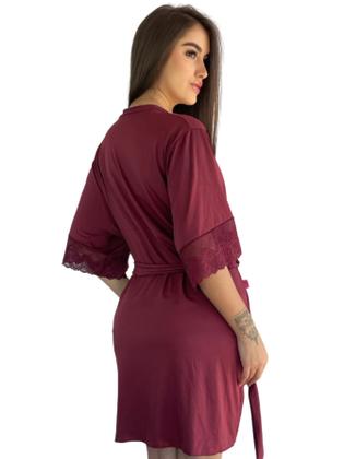 Imagem de Robe Com Renda Caimento Kimono Hobby Amarração