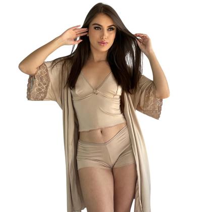 Imagem de Robe Com Renda Caimento Kimono Hobby Amarração