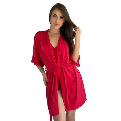 Imagem de Robe Com Renda Caimento Kimono Hobby Amarração