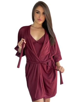 Imagem de Robe Com Renda Caimento Kimono Hobby Amarração