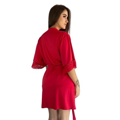 Imagem de Robe Com Renda Caimento Kimono Hobby Amarração