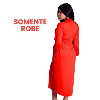 Imagem de Robe Roupão Longo Com Detalhes em Renda Elegante Romantic Lingerie Feminino