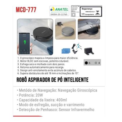 Imagem de Robô Aspirador 400ml Preto Recarga Inteligente