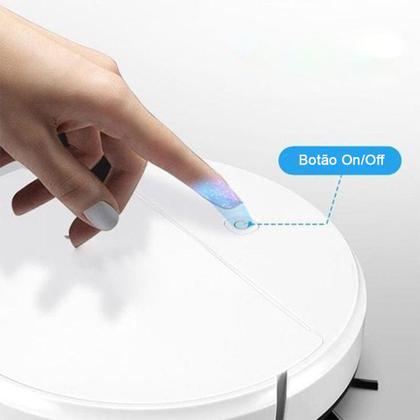 Imagem de Robo Aspirador Automatico Passa Pano Luz Ultravioleta Vassoura Inteligente USB Limpeza Faxina Po Anti Queda Anti Colisao Casa