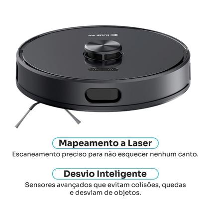 Imagem de Robô Aspirador de Pó e Passa Pano KABUM! smart K1000, Mapeamento, MOP rotativo, até 7000PA, APP, Alexa/Google, Bivolt, Preto - KSAR1000PT