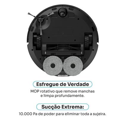 Imagem de Robô Aspirador de Pó e Passa Pano KABUM! smart K1100, Mapeamento, MOP Rotativo, Autolimpante, até 10000PA, APP, 127V, Preto - KSAR110010PT