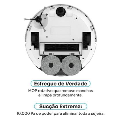 Imagem de Robô Aspirador de Pó e Passa Pano KABUM! smart K1100, Mapeamento, MOP rotativo, Autolimpante, até 10000PA, APP, 220V, Branco - KSAR110020BR