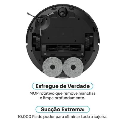 Imagem de Robô Aspirador de Pó e Passa Pano KABUM! smart K1100, Mapeamento, MOP rotativo, Autolimpante, até 10000PA, APP, 220V, Preto - KSAR110020PT