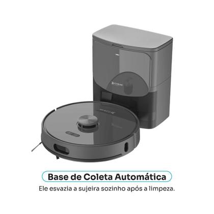 Imagem de Robô Aspirador de Pó e Passa Pano KABUM! smart K1100, Mapeia, MOP rotativo, Autolimpante, 10000PA, APP, 220V, Cor Inox/Cinza - KSAR110020CZ