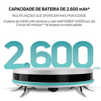 Imagem de Robô Aspirador de Pó Inteligente Wap Robot W1000 Com Mapeamento Passa Pano Sensor Antiqueda