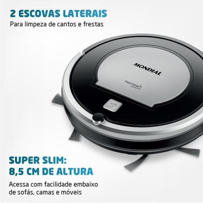 Imagem de Robô Aspirador de Pó Mondial Fast Clean Advanced 40W Preto Bivolt - RB-04