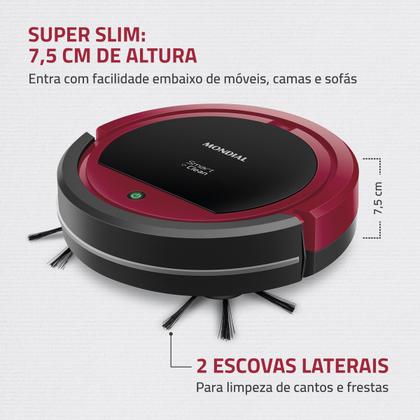 Imagem de Robô Aspirador de Pó Smart Clean Mondial RB-07 30w Vermelho com Preto