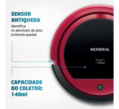 Imagem de Robô Aspirador de Pó Smart Clean Mondial RB-07 30w Vermelho com Preto