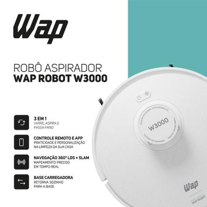 Imagem de Robô Aspirador de Pó WAP Robot W3000 Bivolt Branco Turquesa