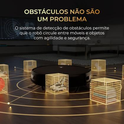 Imagem de Robô Aspirador e Passa Pano Inteligente EKAZA Zuno com mapeamento Giroscópio 5 modos de limpeza base