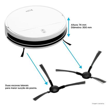 Imagem de Robô Aspirador e Passa Pano KABUM! smart 100 - 5 Modos de Limpeza, Sensor Anti-Queda, Base de Carregamento - Bivolt - Branco - KBSF005