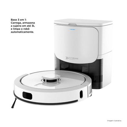 Imagem de Robô Aspirador e Passa Pano KABUM! smart 900 - 5 Modos de Limpeza, Base 2 em 1, Mapeamento 3D - 220v - Branco - KBSF012