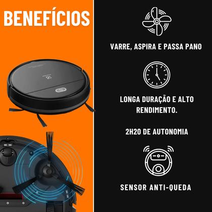 Imagem de Robô Aspirador Electrolux Varre Aspira Passa Pano Sensor Antiqueda ERB10 19V Bivolt